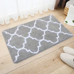 Carpets Bathroom Mat Non Slip Absorbent Doormat Living Room Grey Blue Moroccan Pattern Rectangle Microfiber 40x65cm/50x80cm