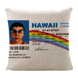 McLovin ID Fake Driver License Flag Throwpillow Cover 45x45cm Personalized Cushion Pillowcase For Decorative Couch Cushion Pillow