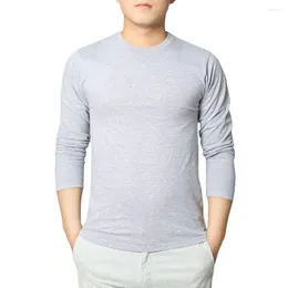 Camisetas masculinas de manga cheia de algodão o pescoço de pescoço sólido camiseta básica Classic Luxury Black Urban Clothing