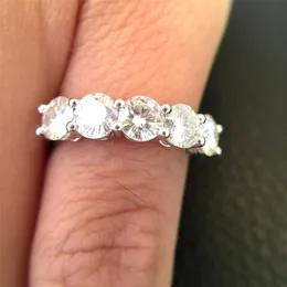 Klusterringar vita guldpläterade ring 15ctw f färgförlovningsring test positivt band diamant bröllop smycken för brud 220922