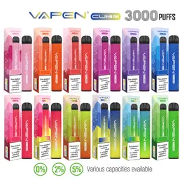 Original VAPEN CUBE 3000 Puffs 2% 5% Valfri engångs Vape Pen Device Elektroniska e cigaretter Kit 8ML Kapacitet 1000mAh Batteri Förfyllda Bars Vaporiezer Vapor
