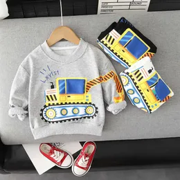 Pullover Kids Boy Sweatshirt mjuk bomullsmittare baby långärmad tshirts kläder grävmaskin tryck elastisk hem spädbarn slitage hösten 220924