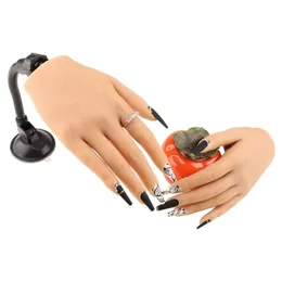 Mãos falsas de silicone para exibição de prática de unhas com arte de suporte para mãos podem inserir adesivos falsos e ferramentas de joias 220922