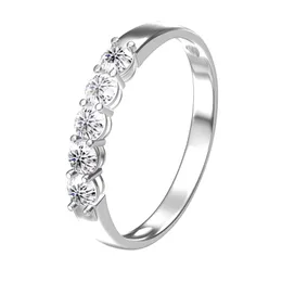 Cluster Rings AEAW 14k White Gold 01ct 3mm Total 05ctw DF Round Cut Engagement Wedding Lab Grown Diamond Band Ring for Women 220922