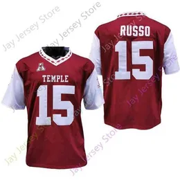 Mitch 2020 Nowe koszulki NCAA Temple Owls 15 Anthony Russo College Football Jersey Red Size Młodzieżowy