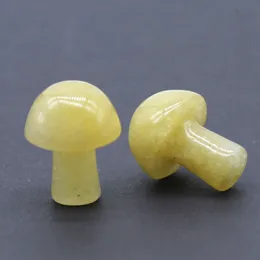 20 mm svampformad ädelstenstaty figur huggen gul jade svamp hantverk för att läka chakra reiki balansera hemdekoration