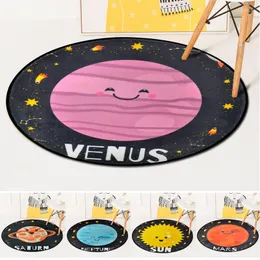 Carpets Cartoon Planet Carpet Round Baby Climbing Mat Kids Room Floor Rug Bedroom Decorative Children Play Tent Area