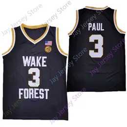 Mitch 2020 New NCAA Wake Forest Demon Deacons Jerseys 3 Chris Paul College Basketball Jersey Black Size Youth Adult