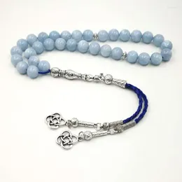 Strand Natural Aquamarines Stone Tasbih Buxury Bracelets Man's Misbaha Gift for Muslim 33 45 66 99 صلاة الخرز الإسلام