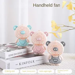 Electric Fans Cartoon Rechargeble USB Mini Handheld Fan Student Portable Dormitory Mute Ornament Desktop Standop Electric Fan T220924