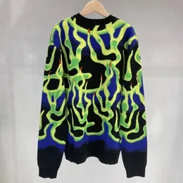 Мужские свитера роскошной бренд для бренда шерсть. Оригинальное пламя Жаккард-джемпер высококачественный O-образный с длинным рукавом знаменитый дизайн Sweater 220924