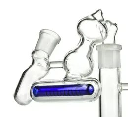 Grüne Wasserpfeifen, Glas-Aschefänger, anderes Rauchzubehör für Wasserbongs, Bubbler mit Inline-Perkolator, 45-Grad-Shisha-Rohrzubehör, 14 mm