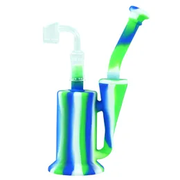 Hookahs 8.3'' double circulation pot shape silicone water pipes dab rig smoking bongs accessories