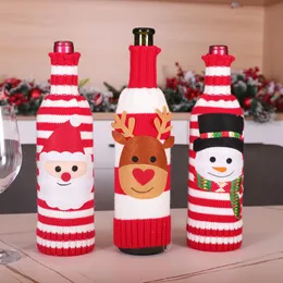 Noel Dekorasyon Örme Sweater Wine Set House Masa Masası Ayar Christma-Sarplies Christma-Wine Şişe Seti RRE14478