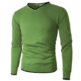 Мужские свитера M 5xl Men Pellover Spring Cotton V Sect Soil Slim Sweater Jumpers Осень мужской трикотаж плюс простой стиль 220923