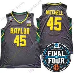 Mitch 2021 Final Four 4 NCAA College Baylor Jersey 45 Davion Mitchell Green Dark Grey Size S-3XL