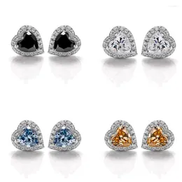 Kolczyki stadnina Boeyjjr 925 Cięcie serca 0,5ct 5 5 mm Blue Moissanite VVS Fine Jewelry Diamond Earring dla kobiet