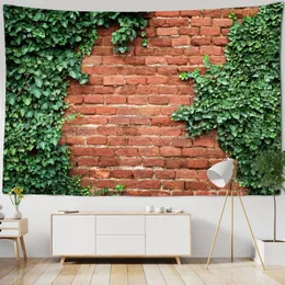 Arazzi Rock Brick Wall Vine Plant Stampato grande arazzo Hippie Hanging Bohemian Mandala Blanket Art Decor