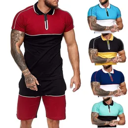 Sommer Neue Herren Set Casual Male Sports Tracksuit Fashion Patchwork T -Shirts Shorts zweiteilige Sets Outfit Slim Fit Ropa de Hombre