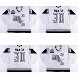 GLA MIT Custom Hull Olympiques Jerseys 30 Thierry Mayer Mens feminino Juventude 100% Bordado CUSOTM Qualquer nome qualquer número de camisas de hóquei no gelo vintage