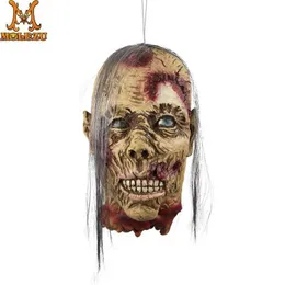 Party Masks Molezu Halloween White Hair Banshee Halloween Head Horror Decorations Decapitated Head Haunted House Escape Decor Hanging Props 220926