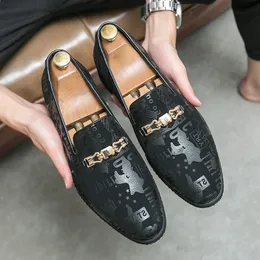 Solid Elegant Shoes Color Men Loafers PU Printing Square Head Metal Buckle Fashion Business Casual Wedding Party Daily 74