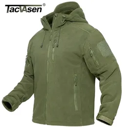 Giacche da uomo TACVASEN Spring Winter Fleece con cappuccio Mens Tactical Full-Zip Up Outdoor Windproof Hooded Warm Work Coat 220924