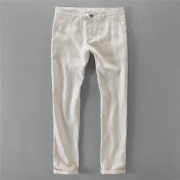 Erkek pantolon 100 kaliteli saf keten sıradan pantolon erkek marka uzun pantolonlar erkekler için iş moda pantolon pantalones pantaloni un pantalon 220922