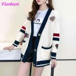 Maglioni da donna Ricamo Cardigan per le donne Moda coreana Giacche da donna allentate Autunno Maglieria accogliente Maglione Abbigliamento casual da donna 2022 a buon mercato T220925