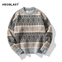 Męskie swetry męskie męskie pullover dzianin sweter plus bohemian w paski argyle jumper estetyczny bluzy retro zimowe ubranie 220924