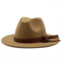 Berets Fashion Wide Brim Top Hat Women 61cm Color Color Woolen Winter Winter Men's Fedora Panama