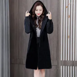 Trench da donna WYWAN 2022 Cappotto di media lunghezza in velluto di visone spesso di grandi dimensioni Versione coreana femminile Moda Imitazione selvaggia