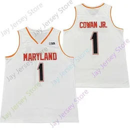 MITCH 2020 NEW NCAA MARYLAND TERRAPINS STATS JERSEYS 1 ANTHONY COWAN JR. COLLEGS BASKETBALL JERSEYホワイトレッドサイズの若者大人