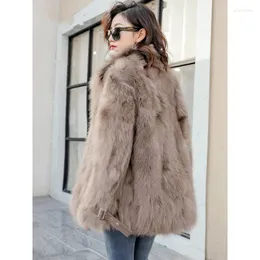 Women's Fur Women's & Faux Ptslan 2022 Genuine Coat Motorcycle Lady's Natural Jackets FashionP7401