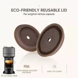 Filtry do kawy ICAFILAS wielokrotnego użytku Silikonowe dla Nespresso Vertuo kapsułki Drobialne Oryginalne czapki kawy Filtr dla Vertuo Next Machine 220922