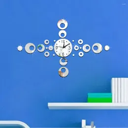Wanduhren Uhr Große Uhr 3D DIY Acryl Spiegel Aufkleber Quarz Duvar Modern Mute Digital