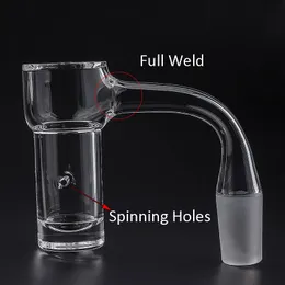 Full Weld Highbrid Auto Spinner Smoking Quartz Banger 2,5 mm väggfasad kant snurrande sömlösa kvartspikar för glasvatten bongs dab riggar rör