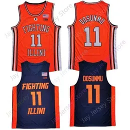 Mitch 2021 New Illinois Fighting Illini 11 Ayo Dosunmu Jersey NCAA Collge Basketball Maglie Arancione Navy Uomo Taglia S-3XL