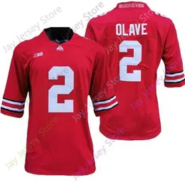 Mitch 2020 Yeni NCAA Ohio State Buckeyes Formaları 2 Chris Olave Koleji Futbol Forması Kırmızı Beden Genç Yetişkin hepsi dikişli
