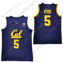 Mitch 2020 New NCAA California Golden Bears Trikots 5 Jason Kidd College-Basketballtrikot, Marineblau, Größe für Jugendliche und Erwachsene