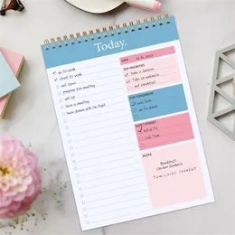 Anteckningar omaterade dagligen för att göra planerare personlig anteckningsbok uppgift checklista arrangör med måltider anteckningar spiral bunden agenda flexibelt omslag 220927