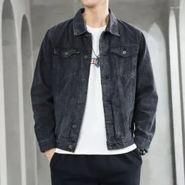 Giubbotti da uomo 2022 Primavera e Autunno Giacca di jeans grigio fumo Abbigliamento da lavoro casual da uomo Coreano Slim Fit Inverno Top Streetwear Hip Hop Uomo