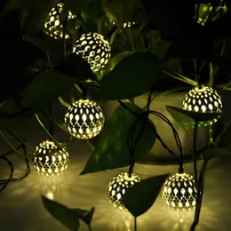 Strängar Solar Light String Waterproof Silver Spherical Outdoor Garden Decoration Party Wedding Wall Decorative Atmosphere LED