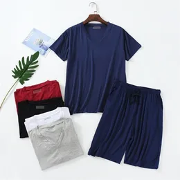 Męska odzież snu Summer Pijamas dla męskich modalnych krótkich szortów w rozmiarze cienki vneck pullover luźna piżama