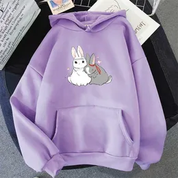 Kvinnors hoodies tröjor kawaii anime hoodie kvinnor mo dao zu shi den otedda wei wuxian lan wangji kanin tryck huvtröjor överdimensionerade tröjor harajuku 220926