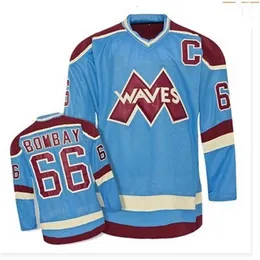 GLA MIT #66 GORDON BOMBAY MYCKET SÄLJ NO Reserve Gunner Stahl Mighty Ducks Waves Hockey Jersey något namn och valfritt nummer