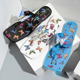 Terlik Sandalyas Kelebek Baskı Kadın Ayakkabı Moda Yaz Chausson Femme Zapatos Planos Kobieta Kapcie Flip Flops Chanclas