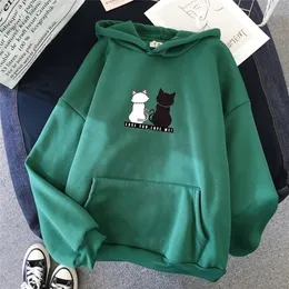 Kvinnors hoodies tröjor streetwear hoodies kvinnor tröja hösten våren långärmade harajuku söt katttryck kvinnlig casual pullover sudadera mujer 220926