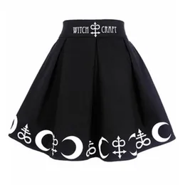 Skirts Harajuku Punk Rock Gothic Skirt Black Women Witch Moon Printed High Waist Star Print Goth Pleated Emo Alt Y2K Mini Skirts 220924
