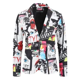 Mens Suits Blazers Fashion Party Coat Casual Slim Fit Blazer Buttons 3D Floral Print Målningsjacka Men 220927